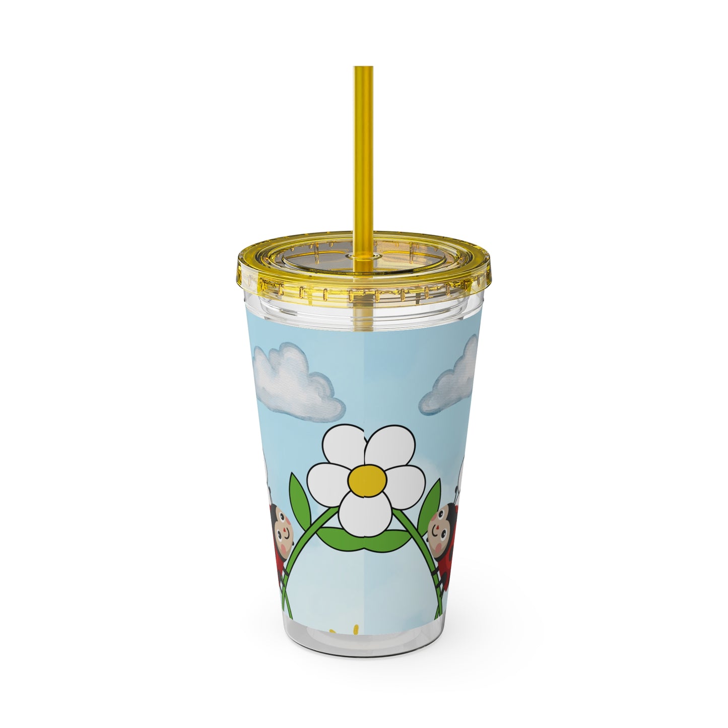 Ladybug 16oz Tumbler with Straw — Christian Cup (Psalm 150:6)