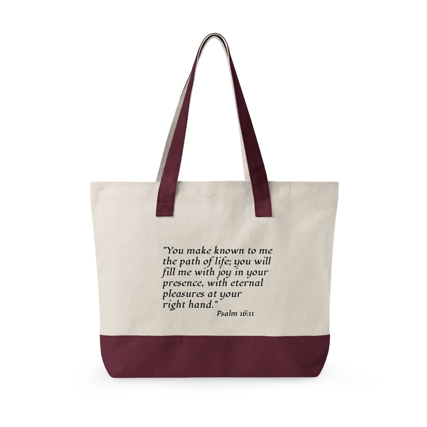 Joy-Fully Canvas Tote Bag — Inspirational Psalm 16:11 Zippered Shopper