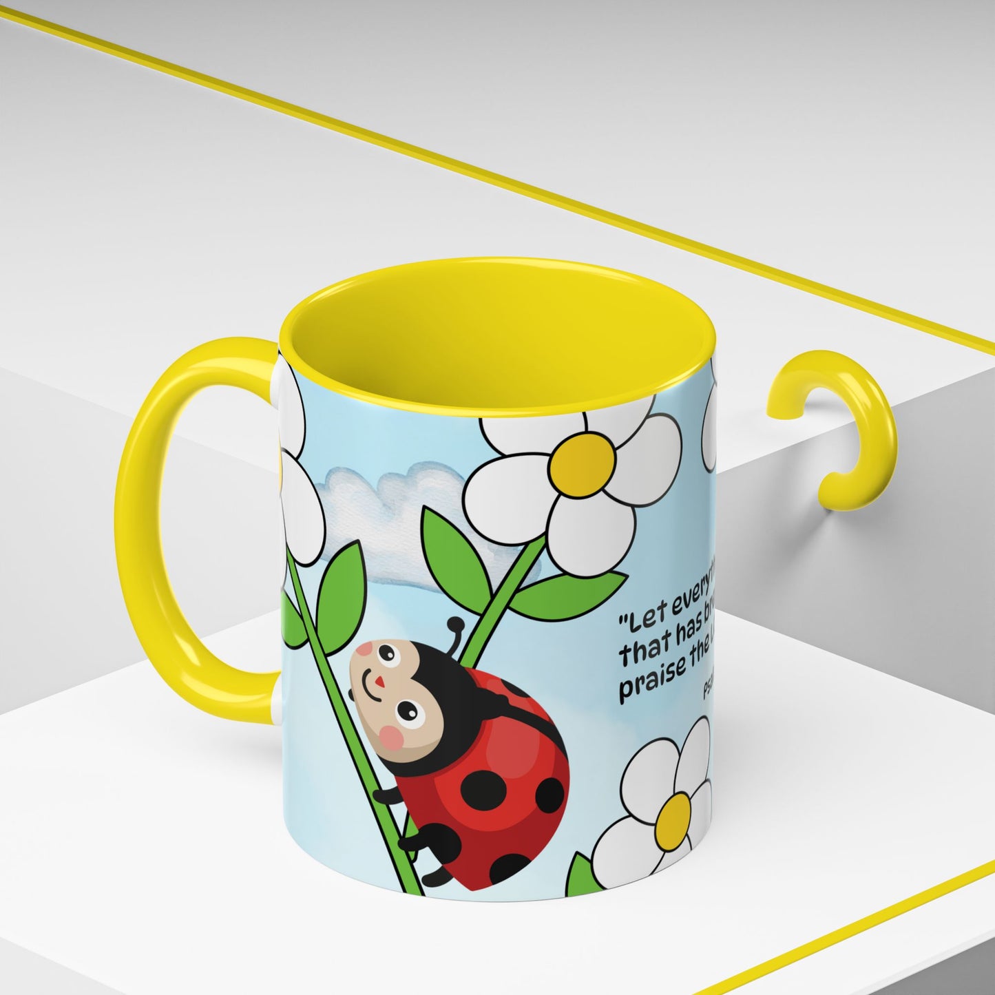 Ladybug Coffee Mug — Christian Ceramic Mug (Psalm 150:6)