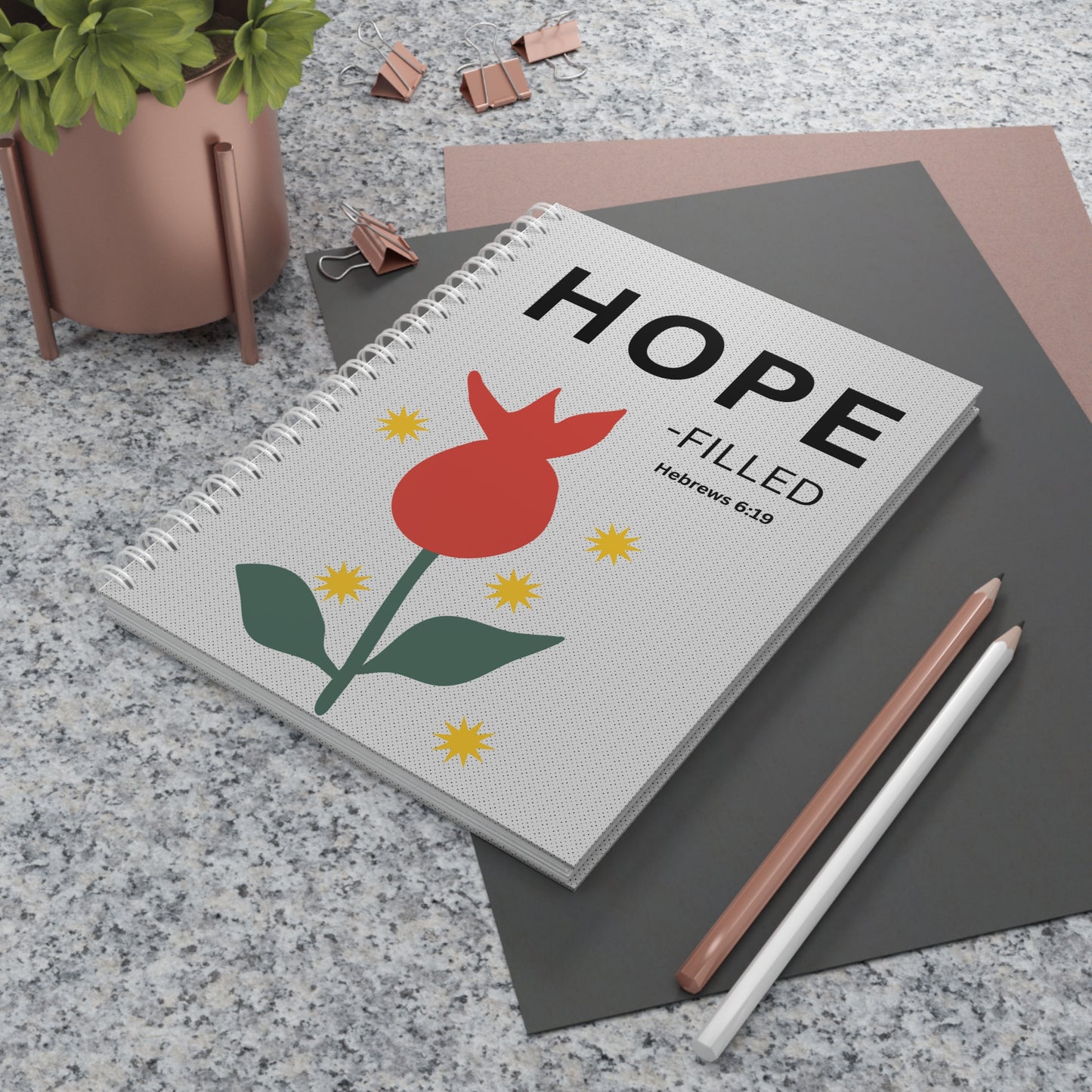 Hope-filled Spiral Notebook — Inspirational  Hebrews 6:19 Journal for Daily Devotion & Faith Notes