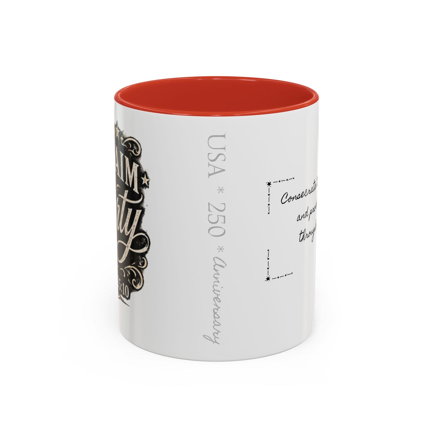 Accent Coffee Mug —  Scripture Patriotic 250th USA Anniversary (Leviticus 25:10)