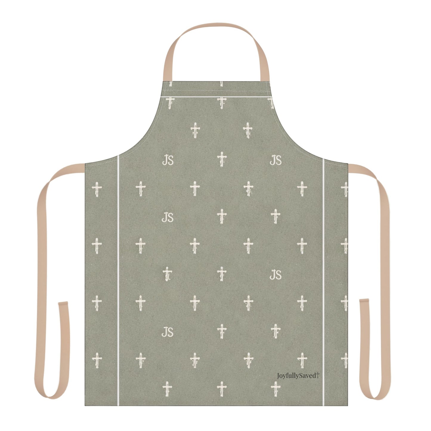 Christian Cross Sage Apron — large print, Faith Kitchen Apron
