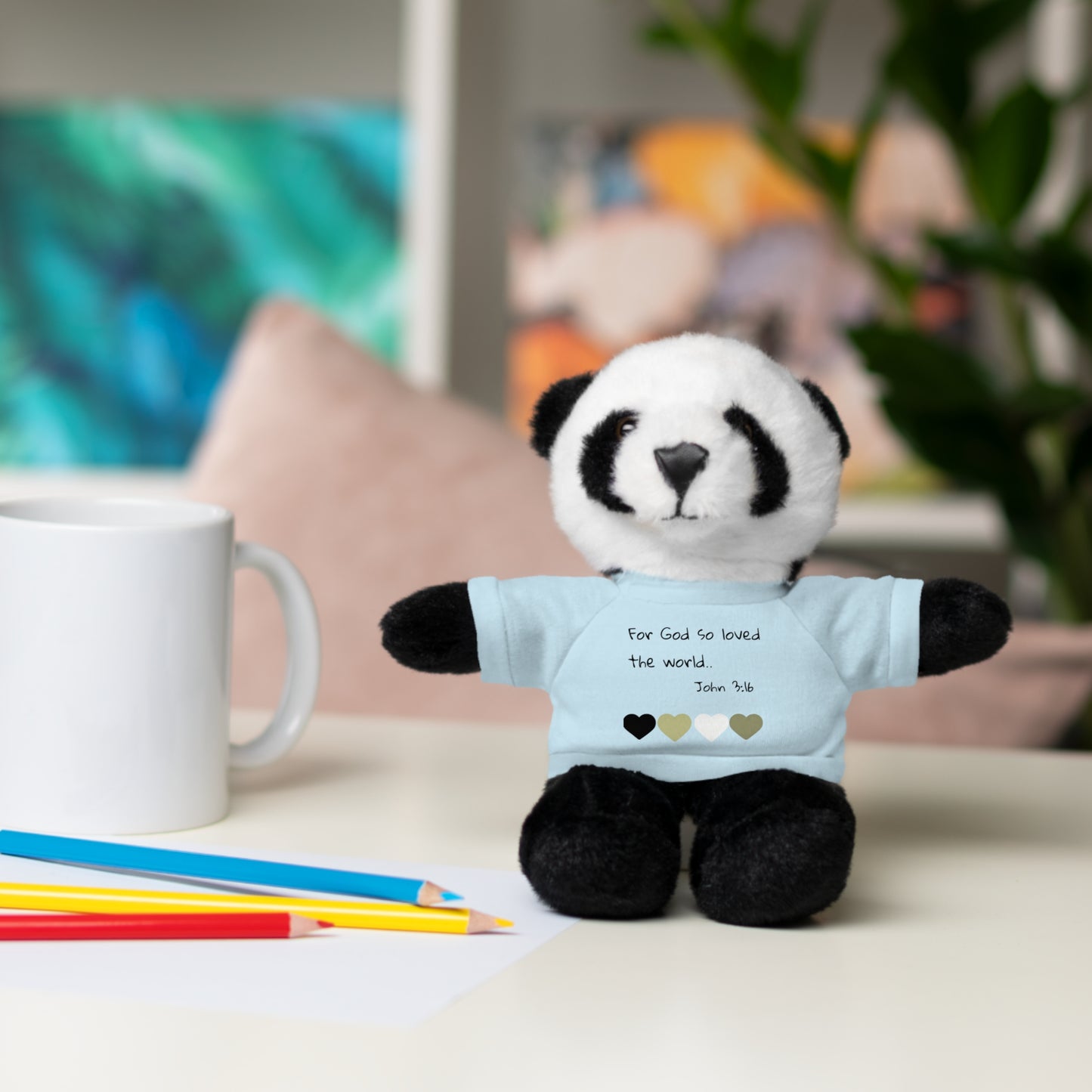 Christan Plush Toy, John 3:16  — Stuffed Animal with 'I Am a Child of God' T‑Shirt