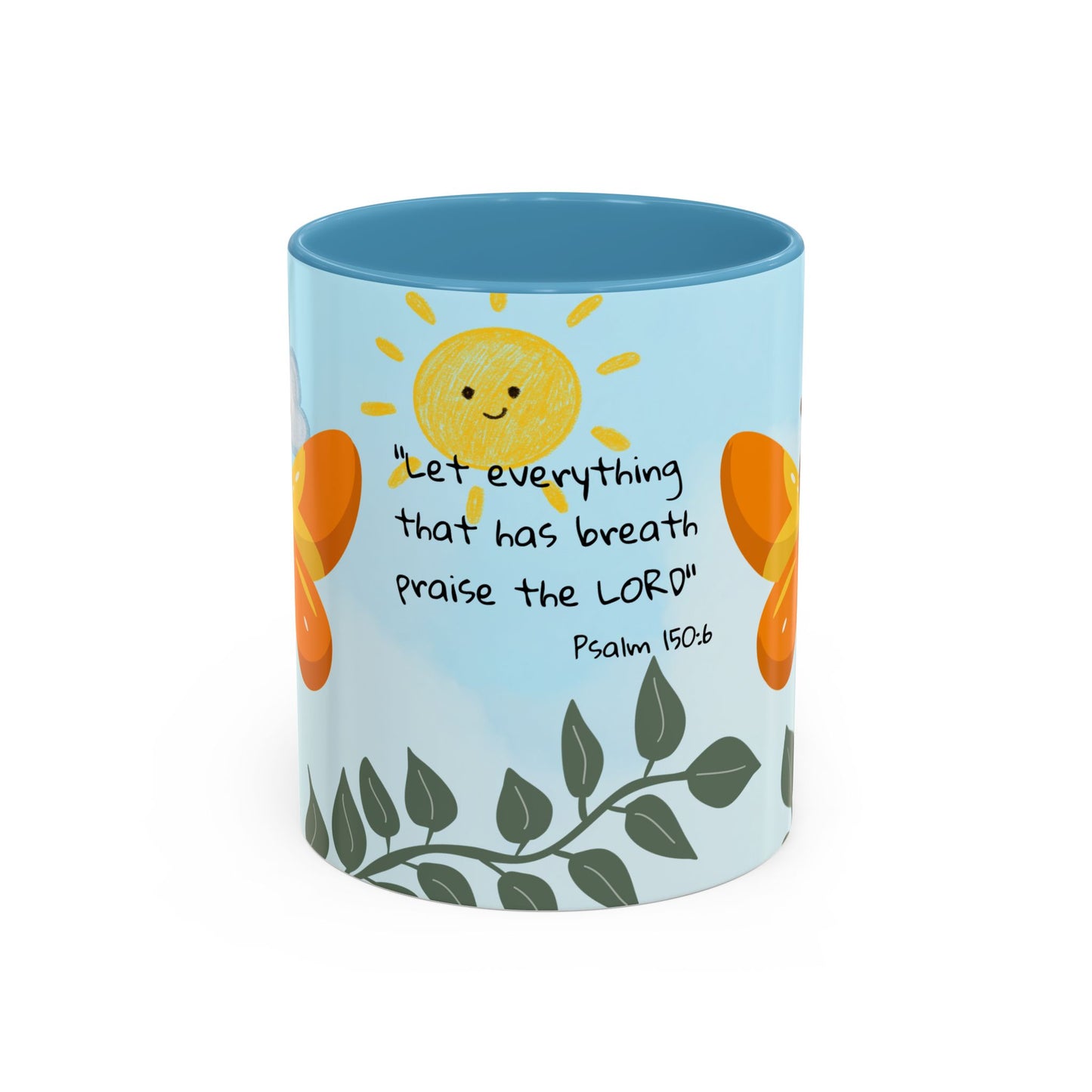 Butterfly Coffee Mug — Christian Ceramic Mug (Psalm 150:6)