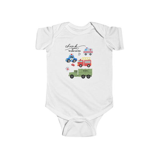 Christian Infant Bodysuit - Hero Vehicles Baby Onesie (John 15:13)