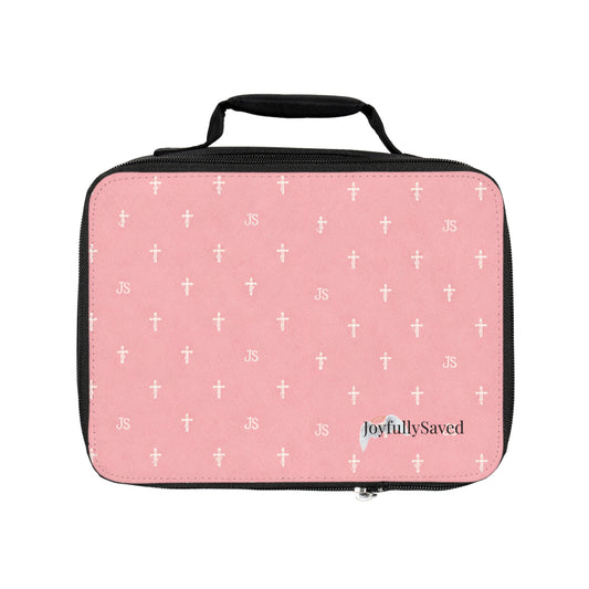 Pink Crosses ‘Joyfully Saved’ Lunch Bag — Christian Insulated Lunchbox