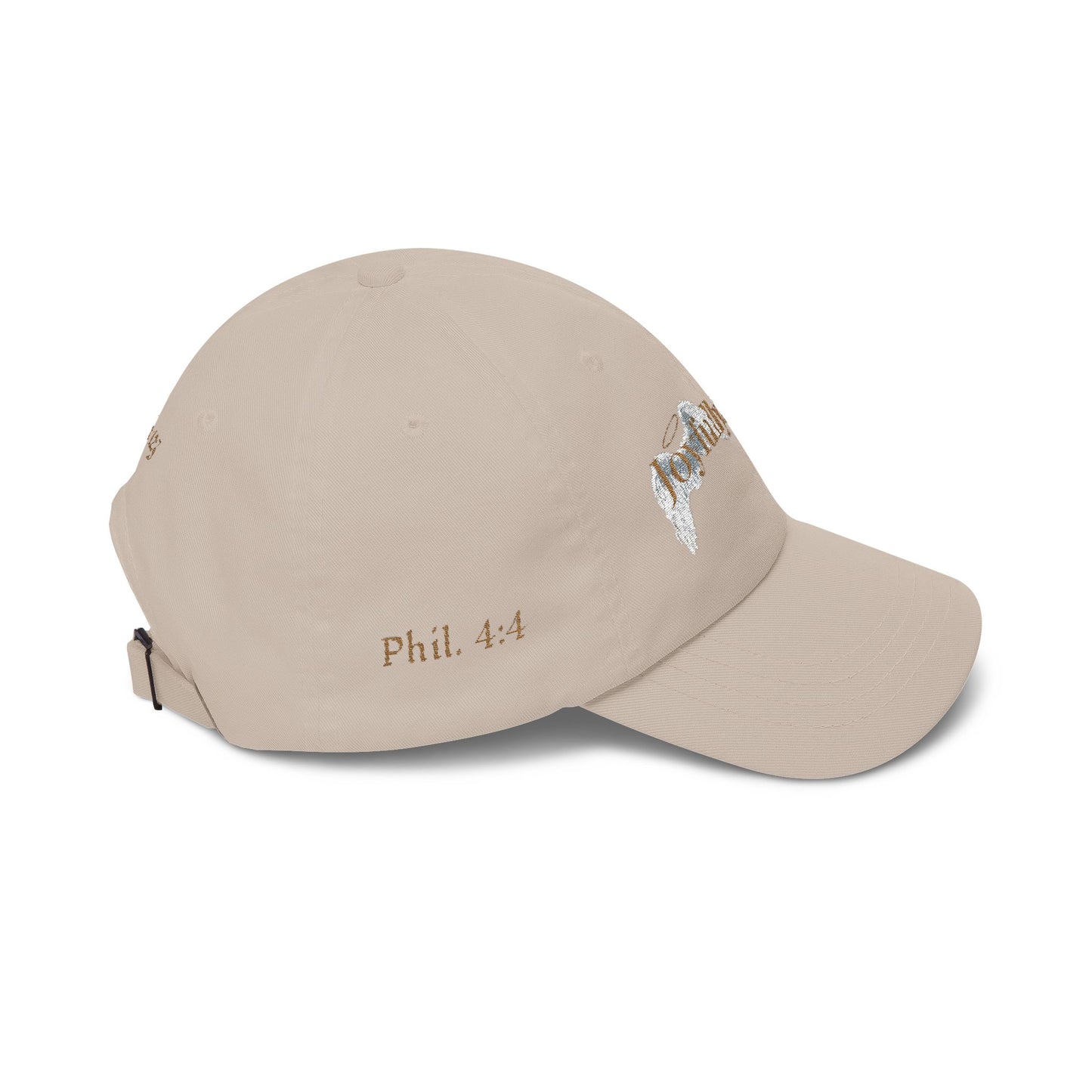 Joyfully Saved "dad" Cap, Logo with verses — Embroidered Hat, Gold text