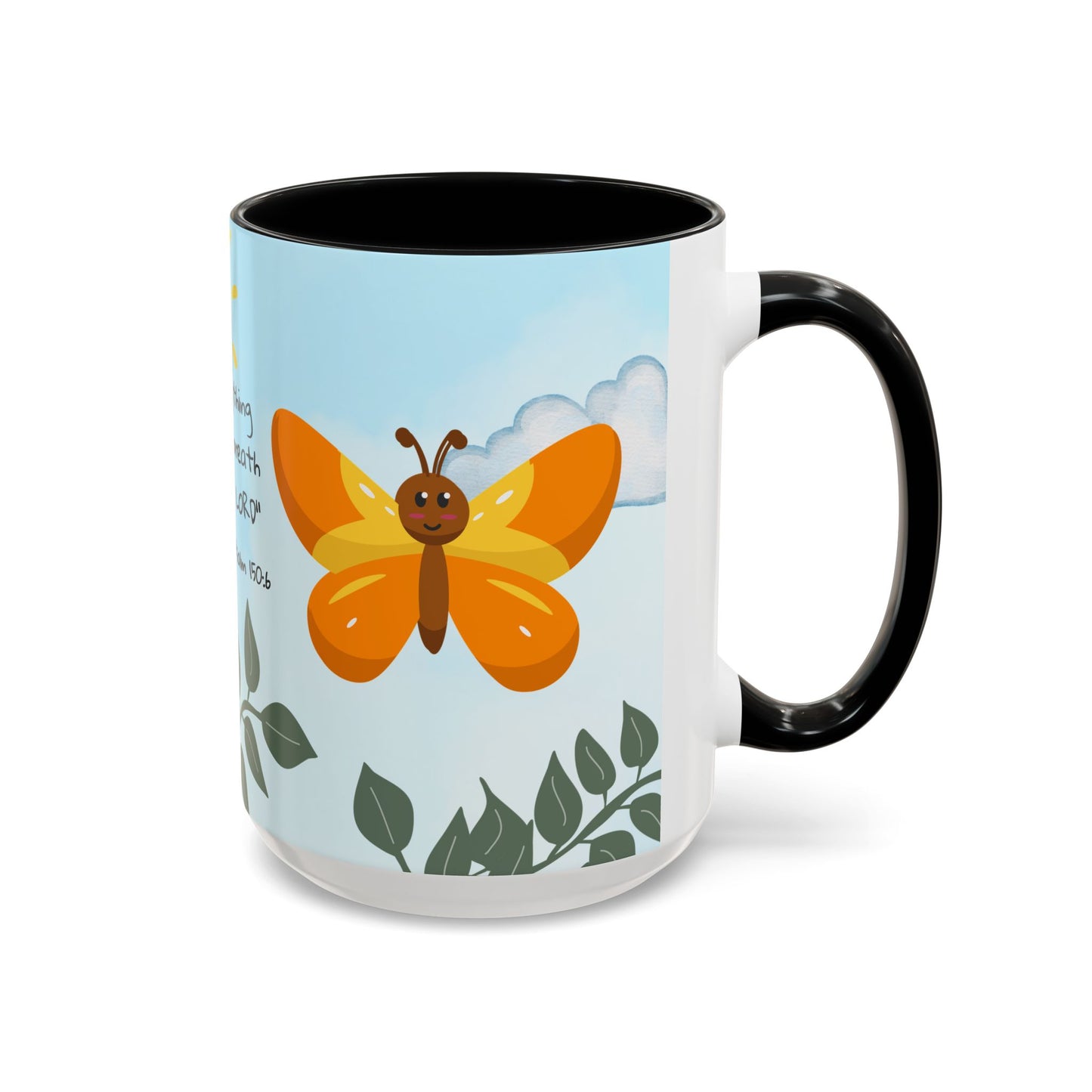 Butterfly Coffee Mug — Christian Ceramic Mug (Psalm 150:6)
