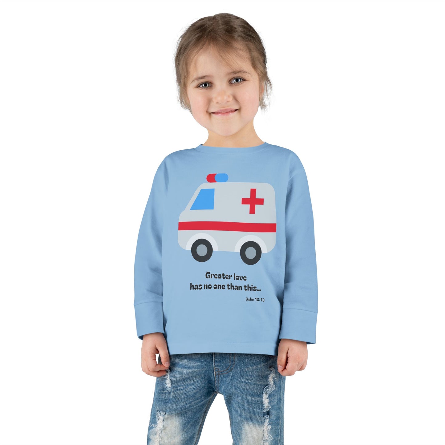 Christian Toddler Long Sleeve Tee — Ambulance Kids Shirt (John 15:13)