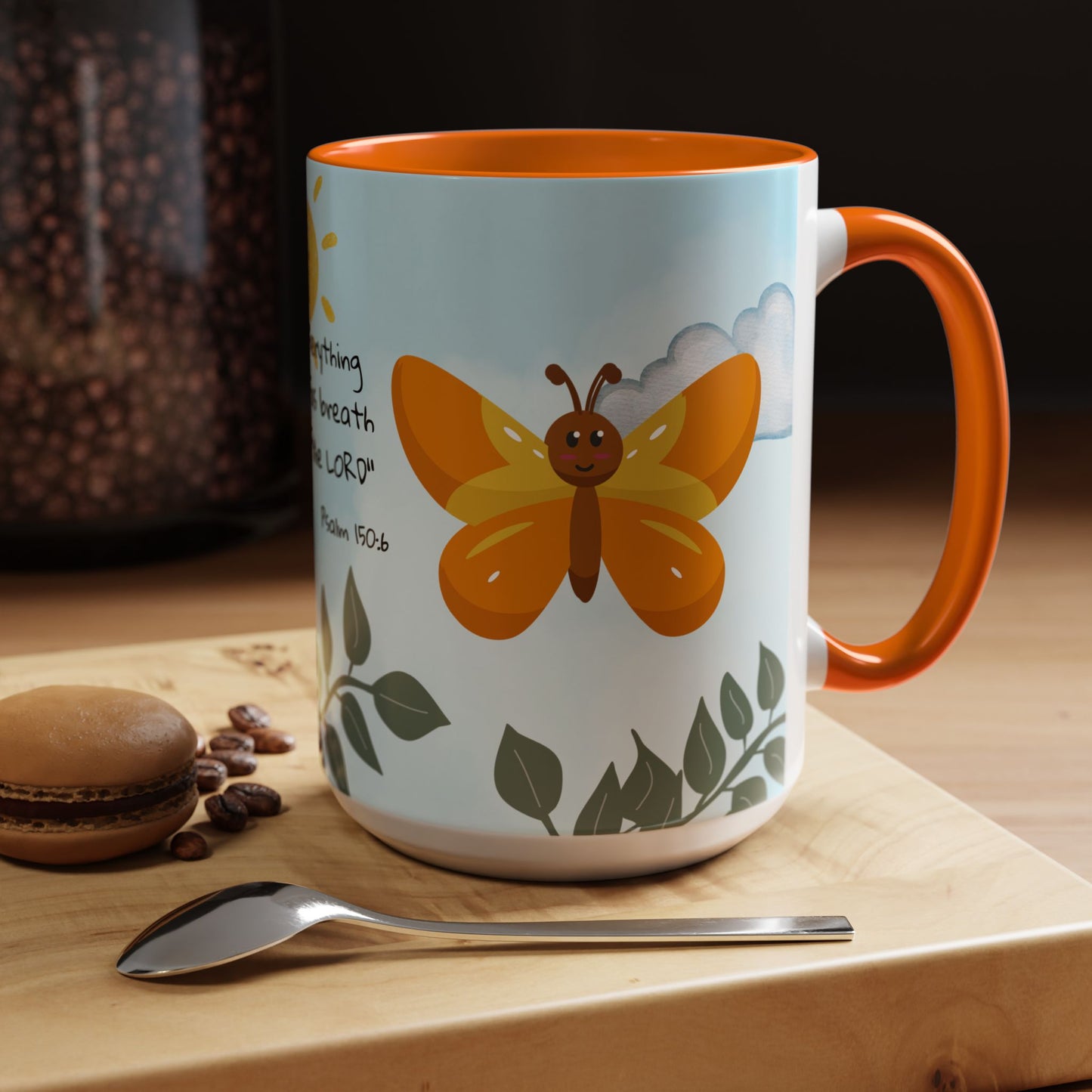 Butterfly Coffee Mug — Christian Ceramic Mug (Psalm 150:6)