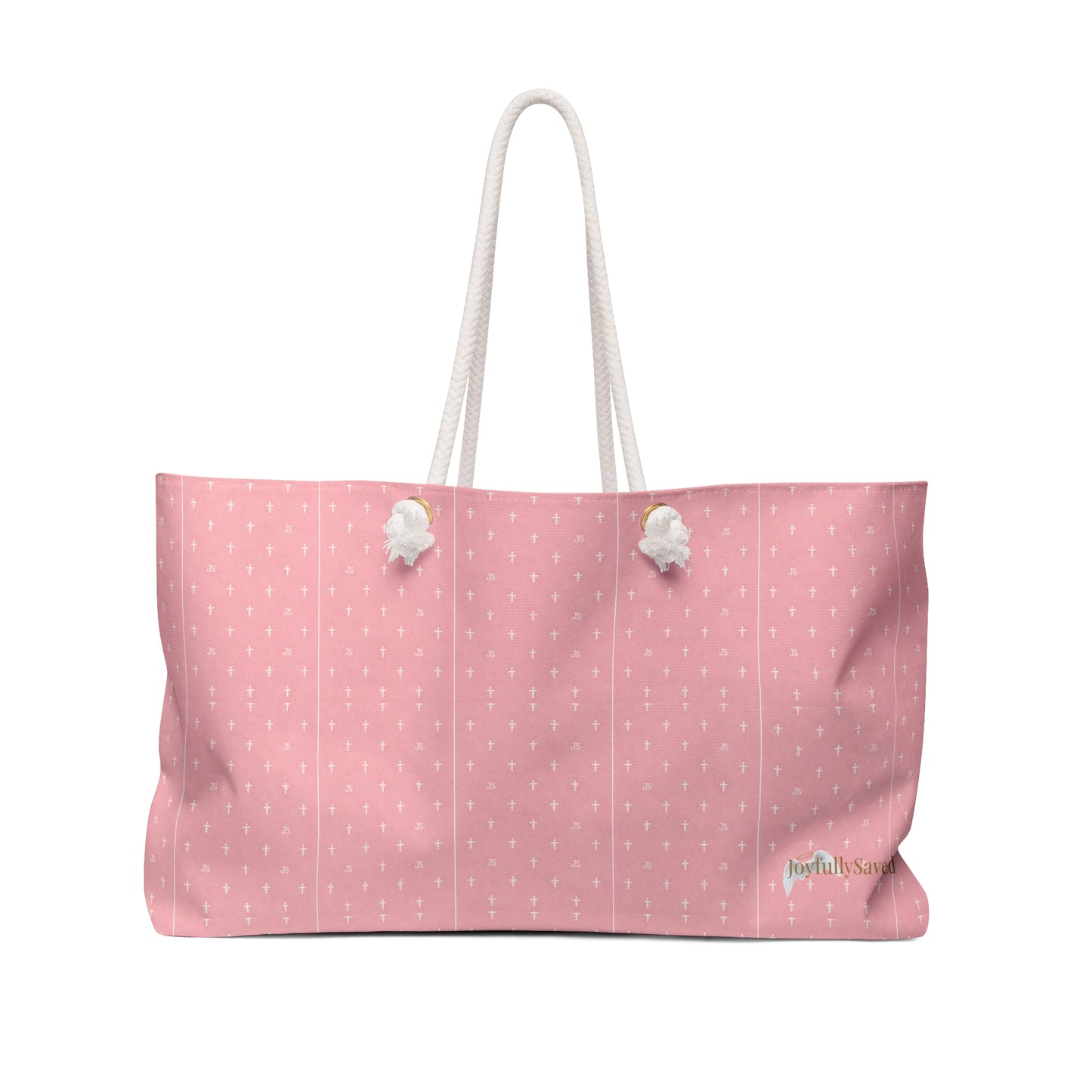 JOYFULLY SAVED Weekender Bag —Christian, Pink colored Travel Tote