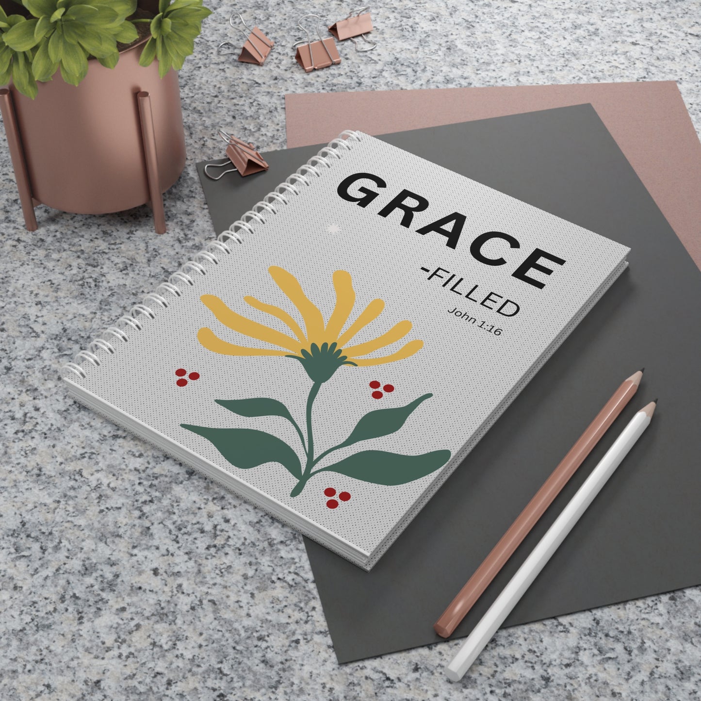 Grace - filled-Fully Spiral Notebook — Inspirational John 1:16 Journal for Daily Devotion & Faith Notes