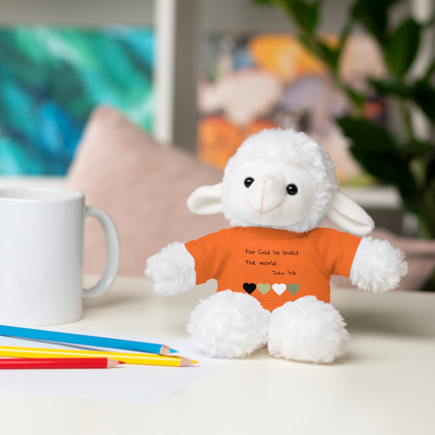 Christan Plush Toy, John 3:16  — Stuffed Animal with 'I Am a Child of God' T‑Shirt
