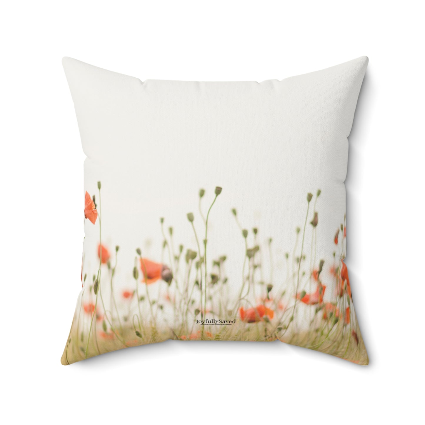 Proverbs 31:25 Mothers Pillow — Orange Wildflower Field Scripture Throw Pillow