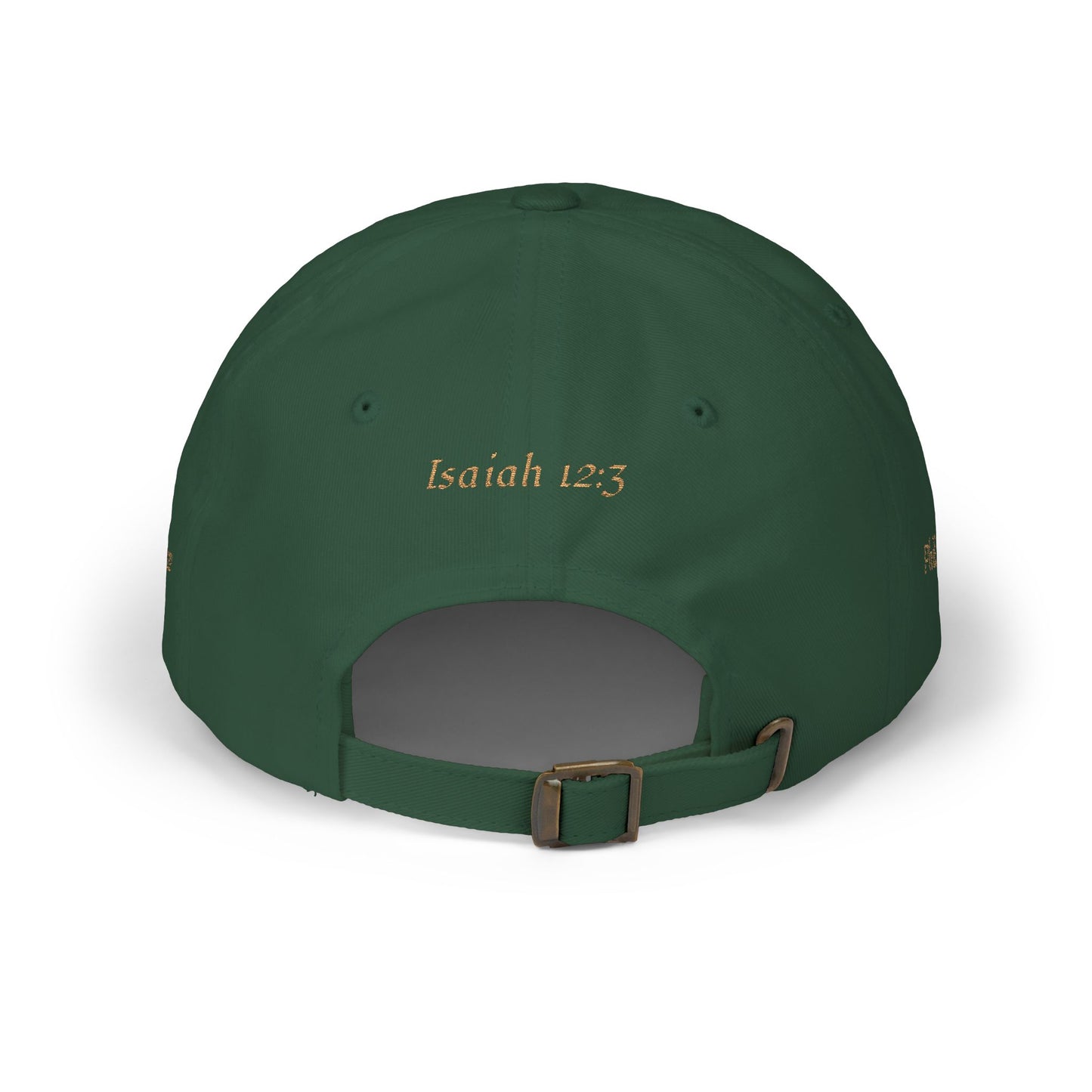 Joyfully Saved "dad" Cap, Logo with verses — Embroidered Hat, Gold text