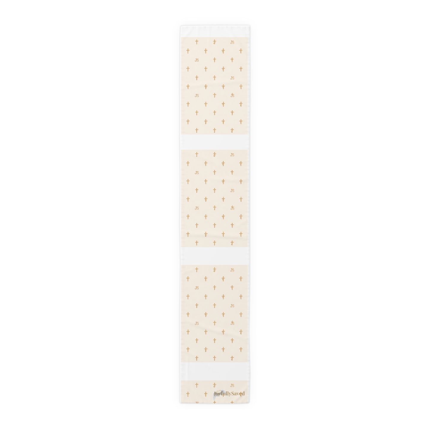 Signature Cross Table Runner, Cream — JoyfullySaved Faith-Inspired Cotton/Poly Decor