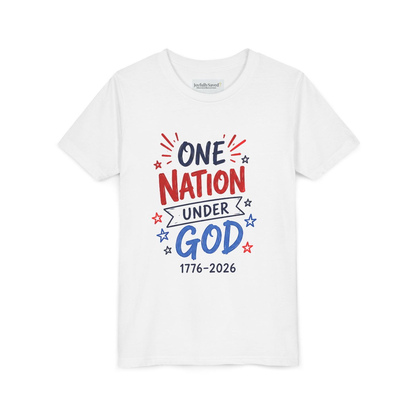 Youth Tee — Patriotic USA 250th Anniversary | "Blessed is the nation" (Psalm 33:12)