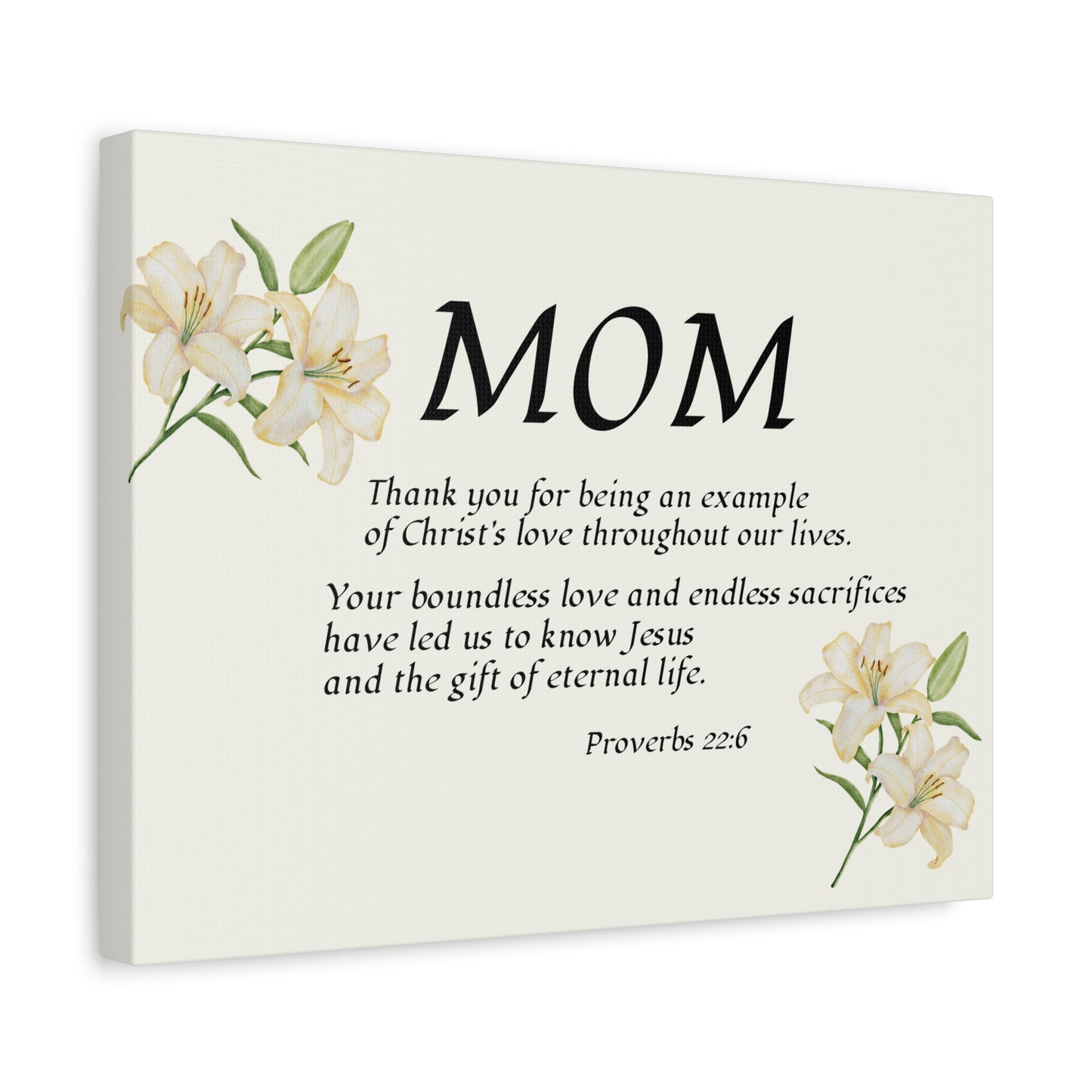 Christian Canvas Wall Art for Moms — Proverbs 22:6 "Thank You for Showing Christ's Love"