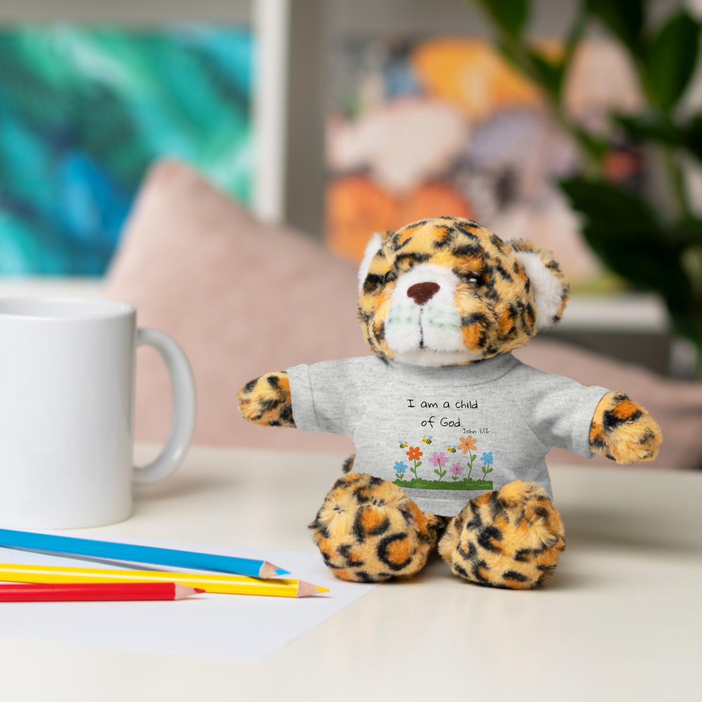 Christan Plush Toy, John 1:12  — Stuffed Animal with 'I Am a Child of God' T‑Shirt