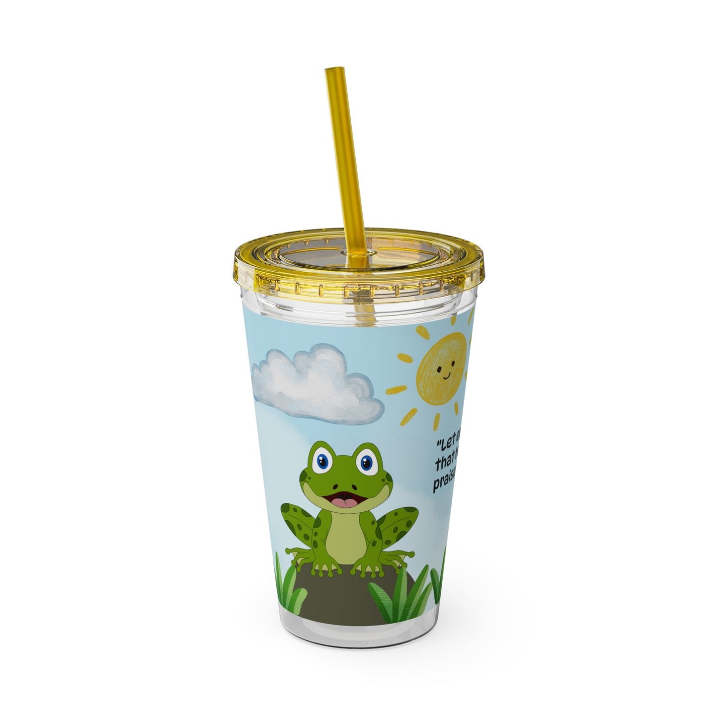Frog 16oz Tumbler with Straw — Christian Cup (Psalm 150:6)