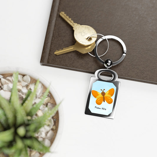 Butterfly Psalm 150:6 Rectangle Keyring
