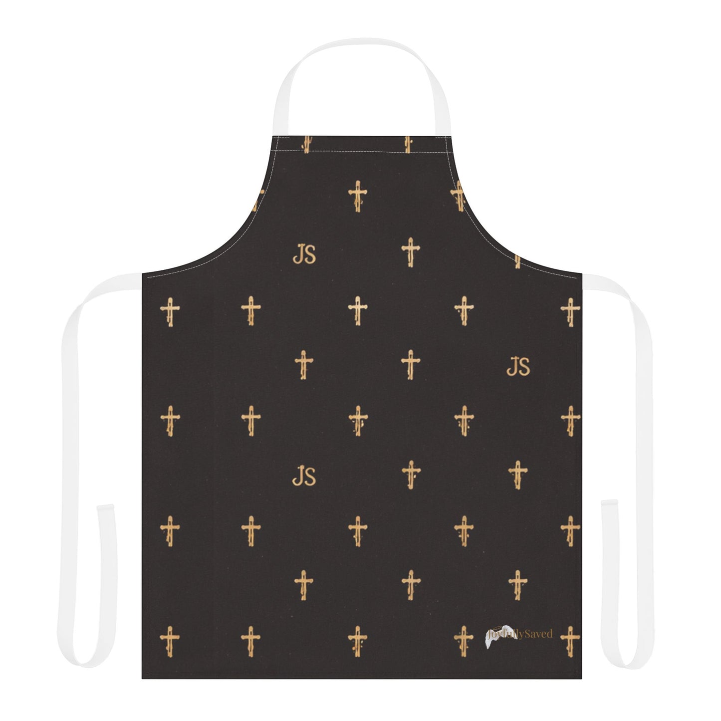 Christian Cross Black Apron — large print, Faith Kitchen Apron