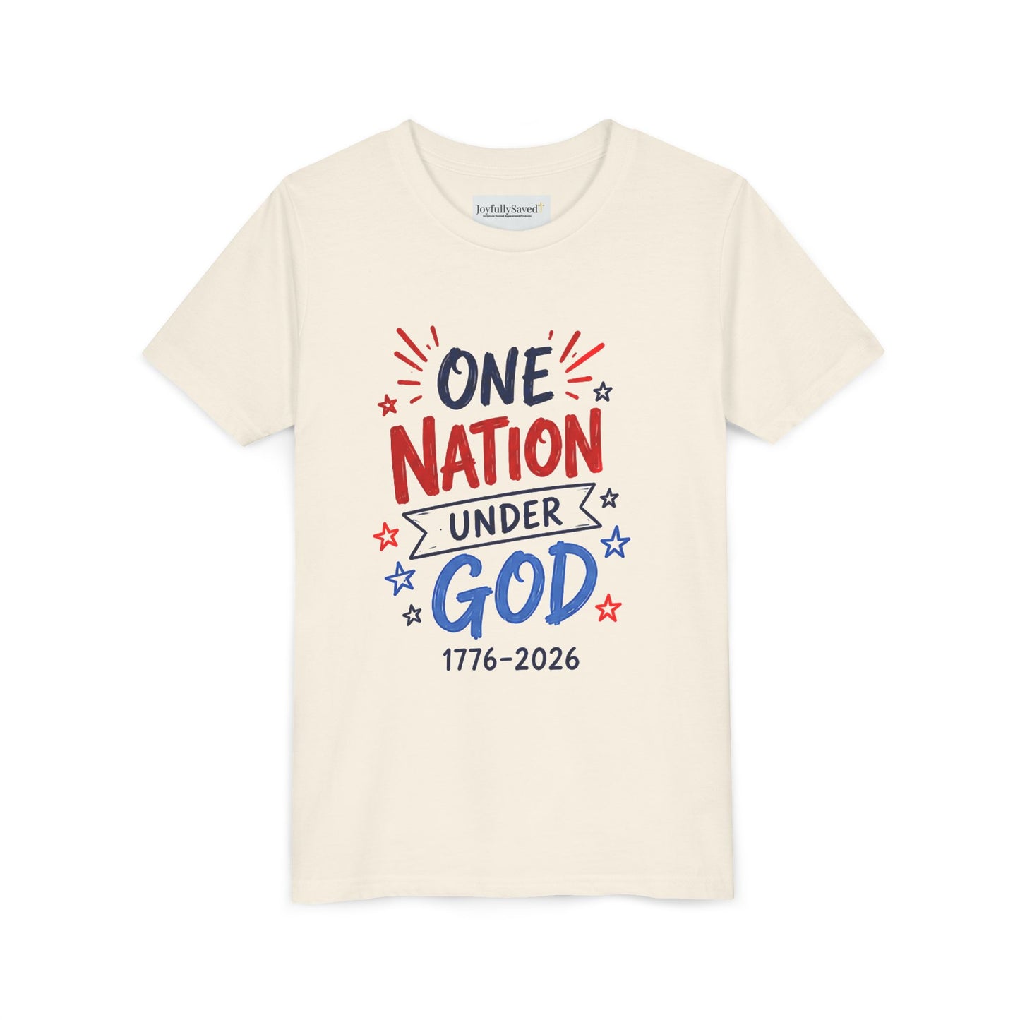 Youth Tee — Patriotic USA 250th Anniversary | "Blessed is the nation" (Psalm 33:12)