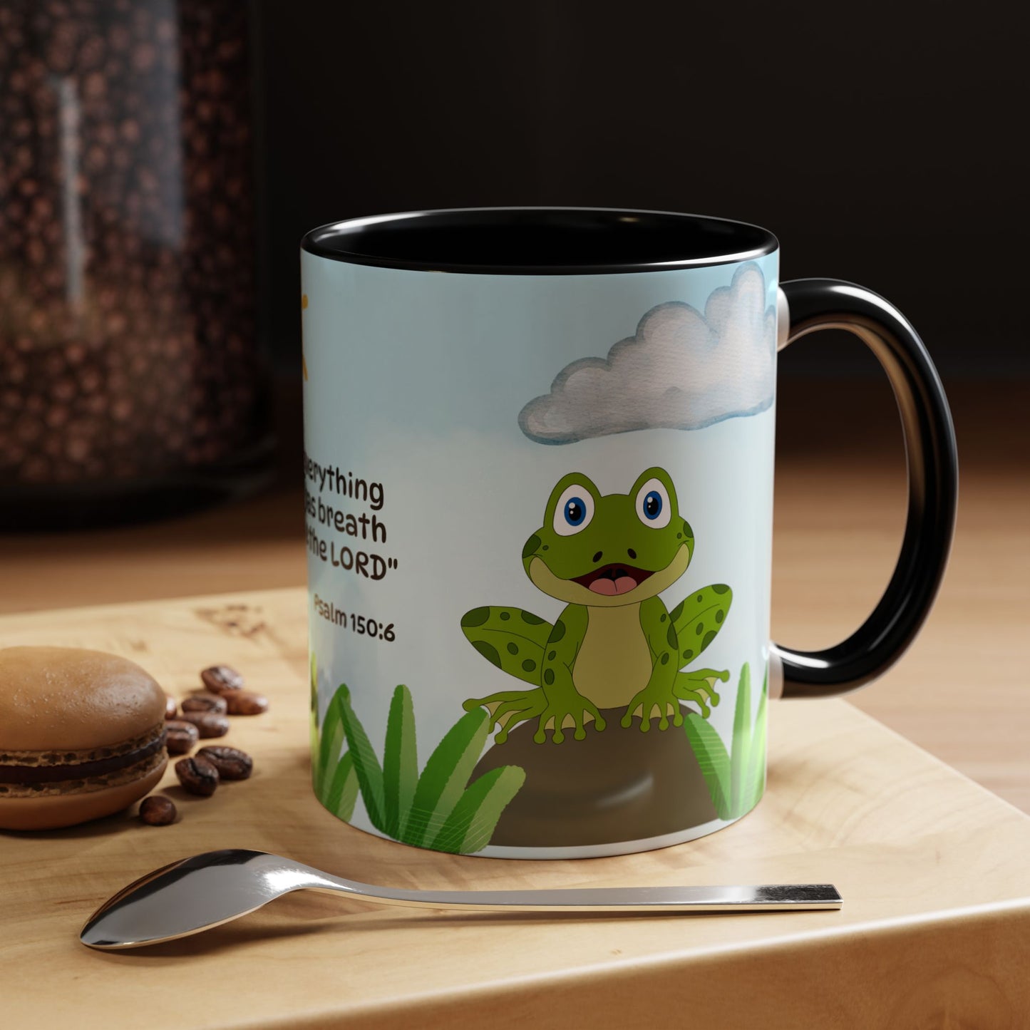 Frog Coffee Mug — Christian Ceramic Mug (Psalm 150:6)