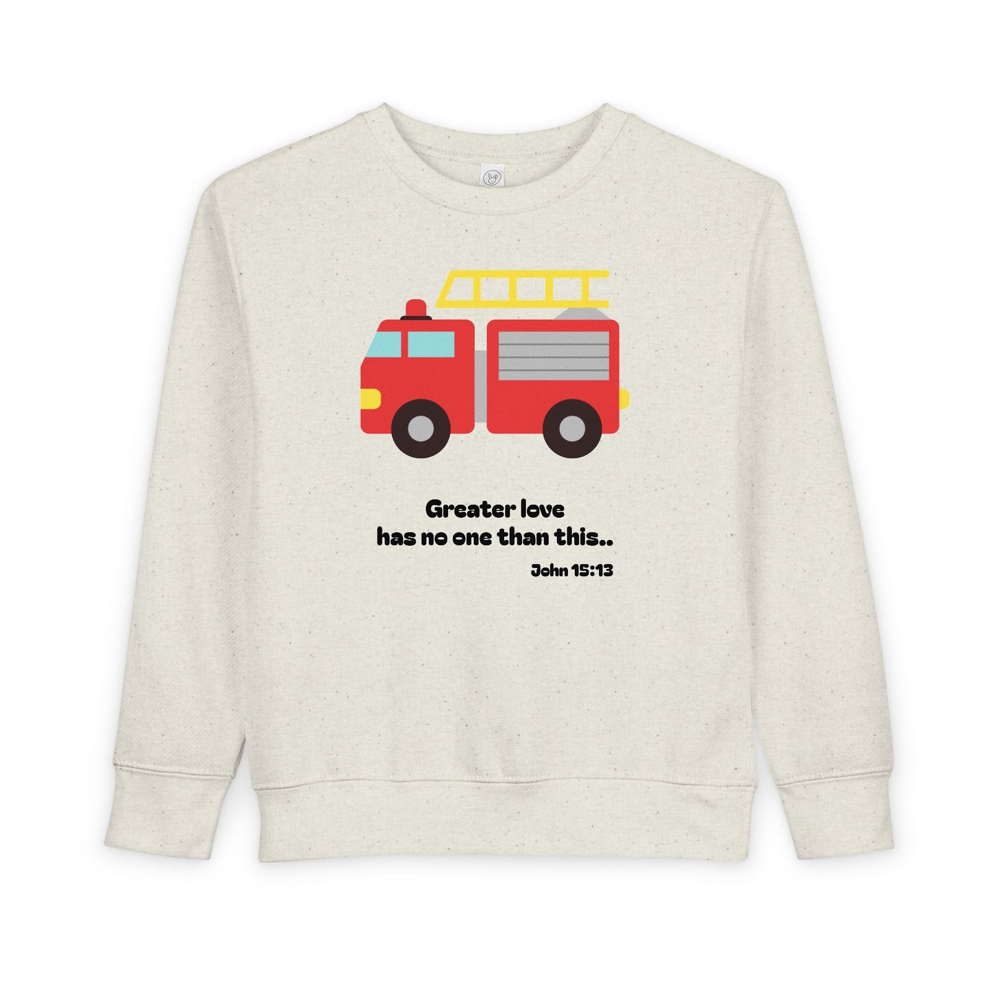 Christian Toddler Sweatshirt • Fire Truck Kids Pullover (John 15:13)