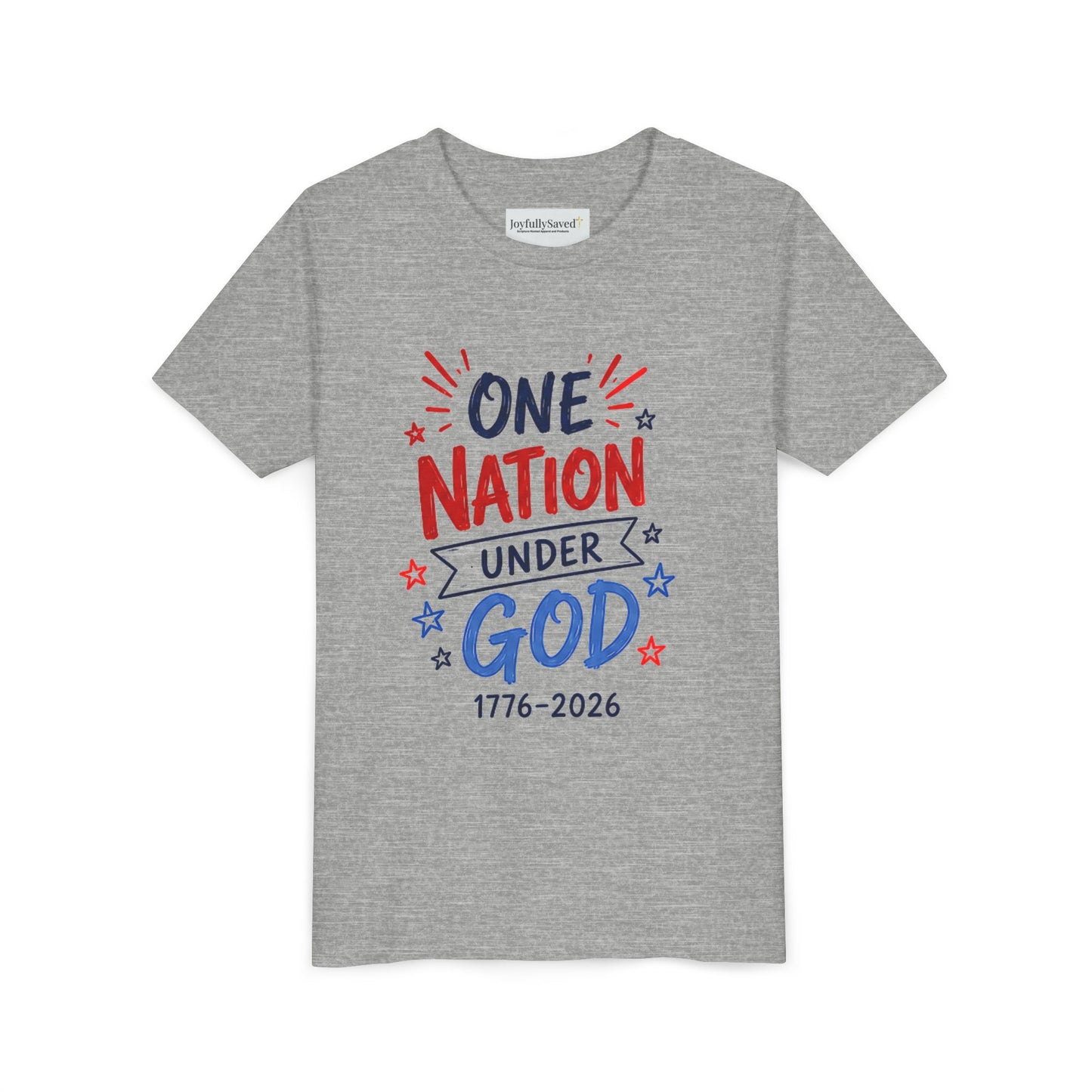 Youth Tee — Patriotic USA 250th Anniversary | "Blessed is the nation" (Psalm 33:12)