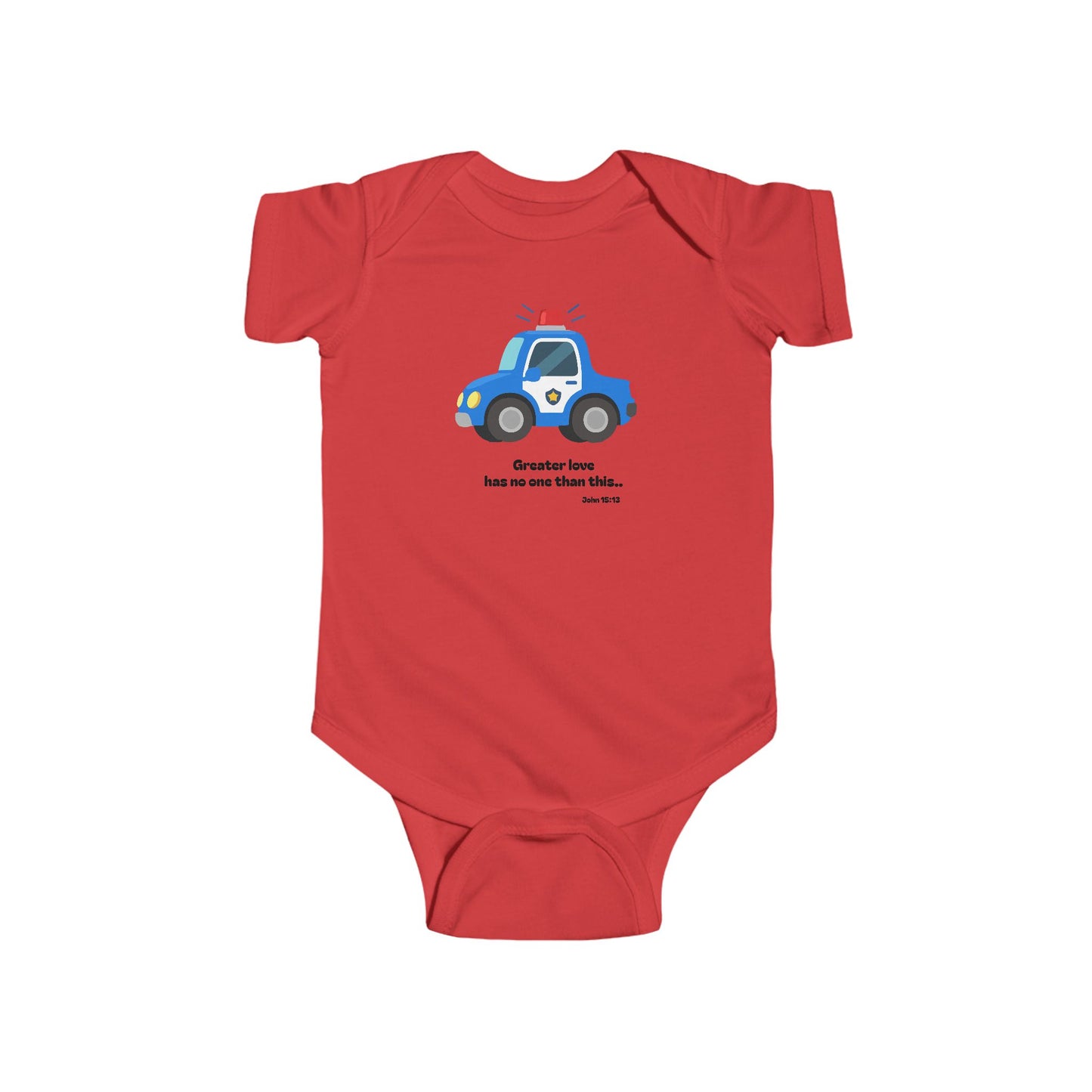 Christian Infant Bodysuit - Police Car Baby Onesie (John 15:13)