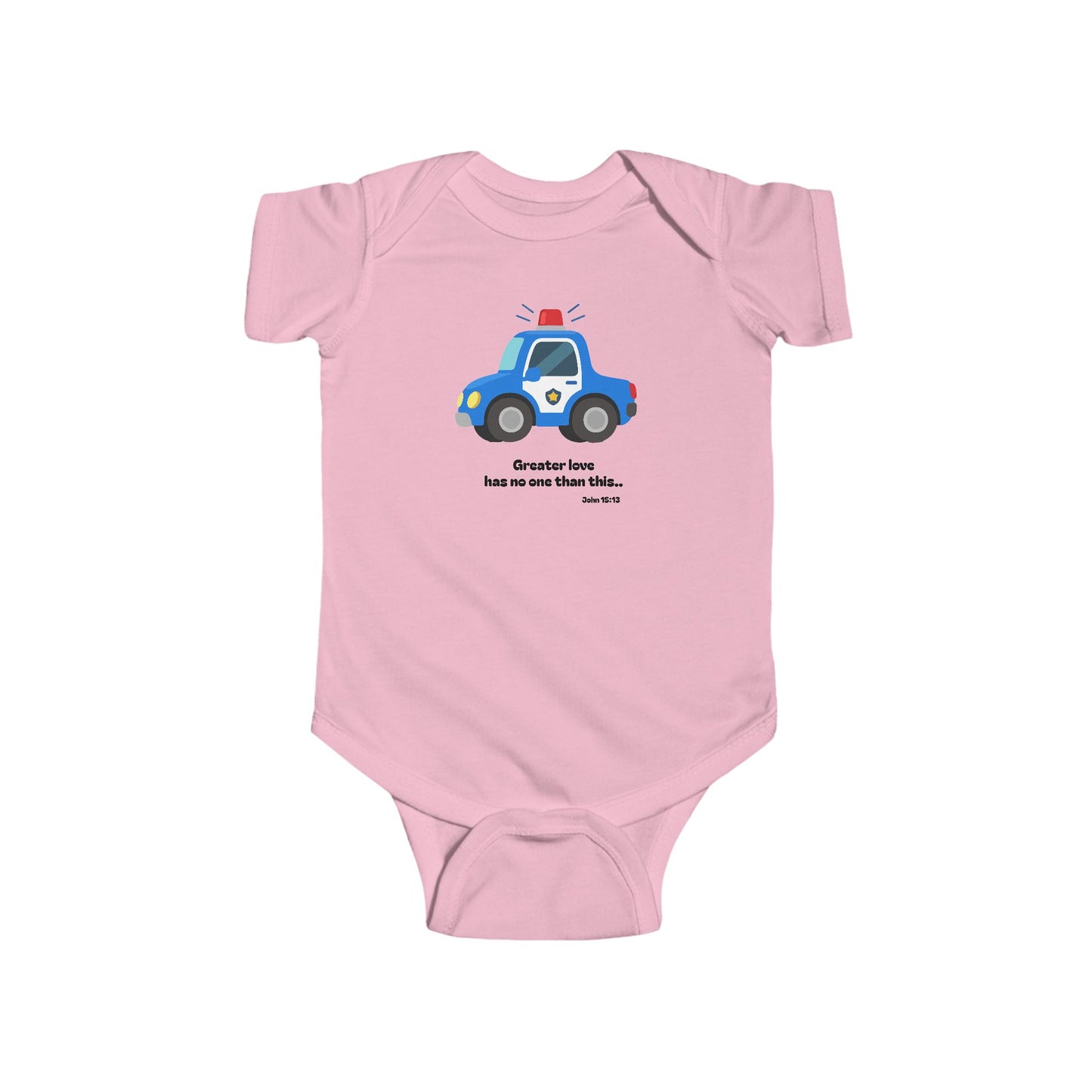Christian Infant Bodysuit - Police Car Baby Onesie (John 15:13)