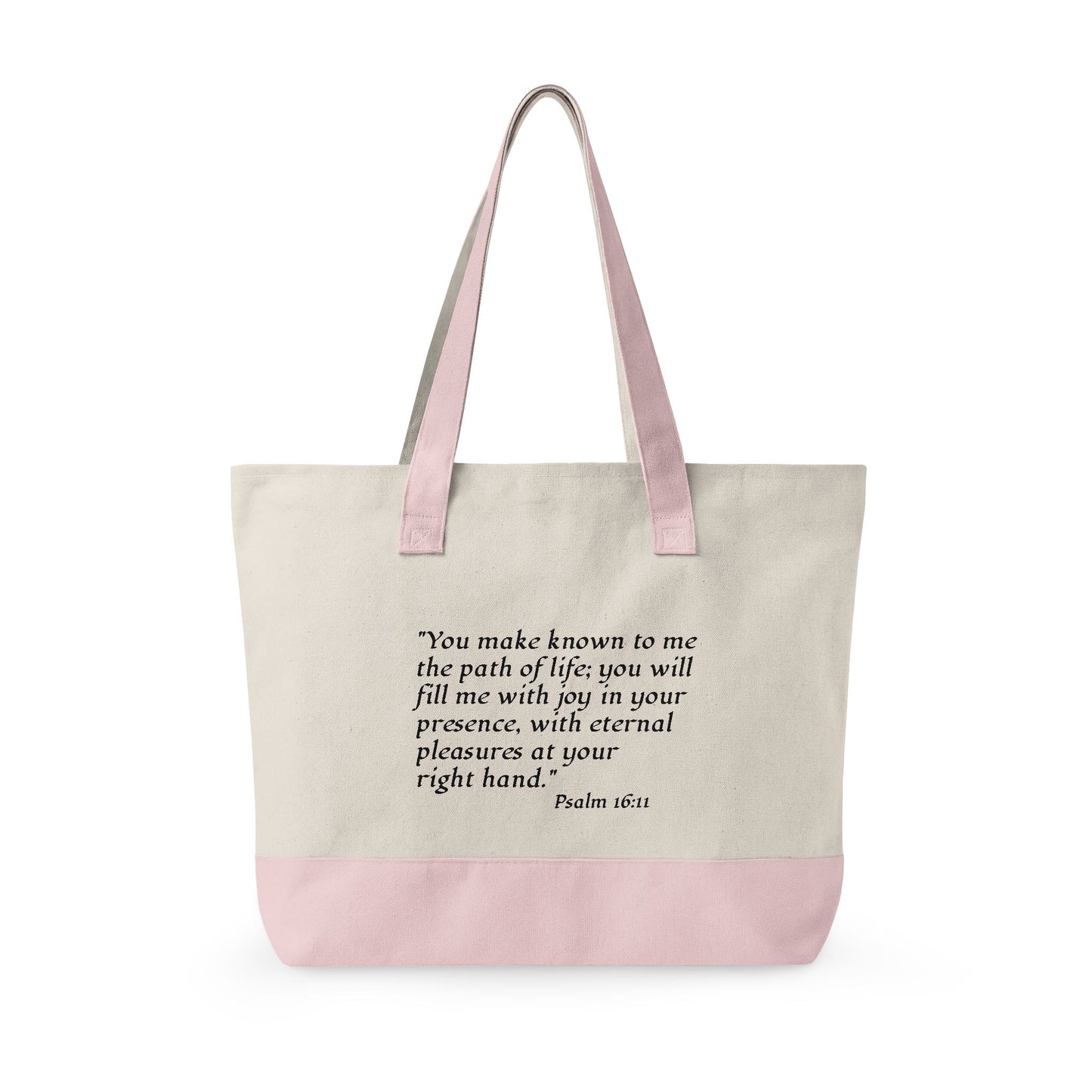 Joy-Fully Canvas Tote Bag — Inspirational Psalm 16:11 Zippered Shopper