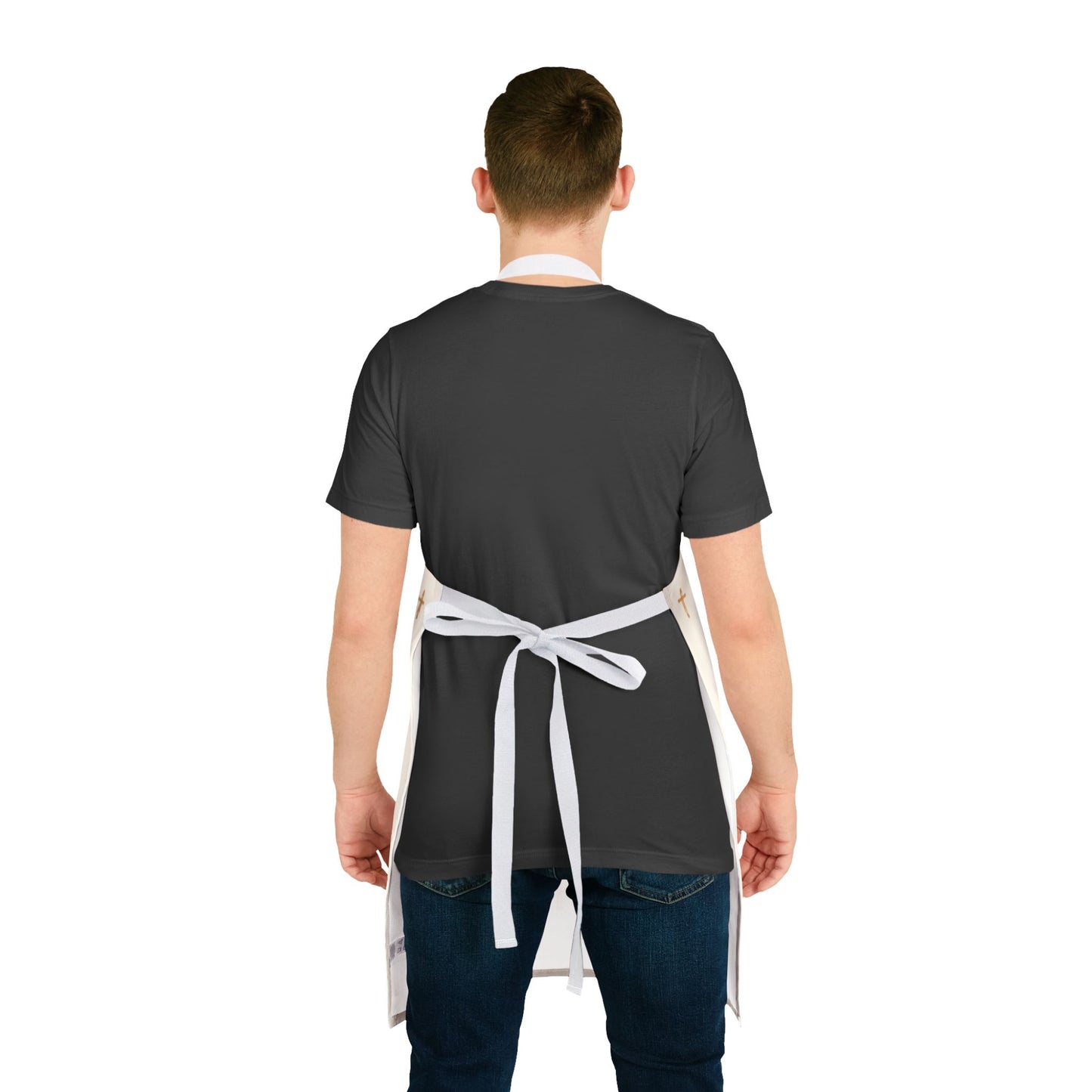 Christian Cross Creme Apron — large print, Faith Kitchen Apron