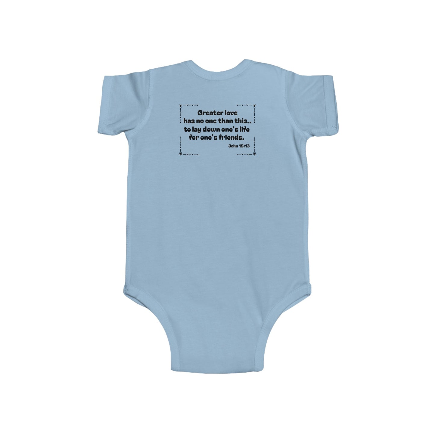 Christian Infant Bodysuit - Hero Vehicles Baby Onesie (John 15:13)