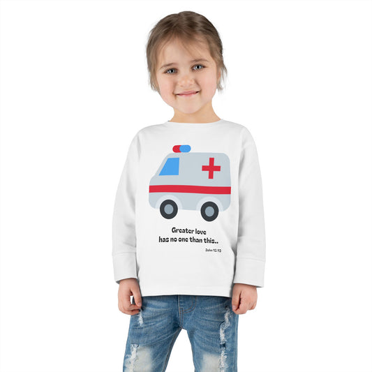 Christian Toddler Long Sleeve Tee — Ambulance Kids Shirt (John 15:13)