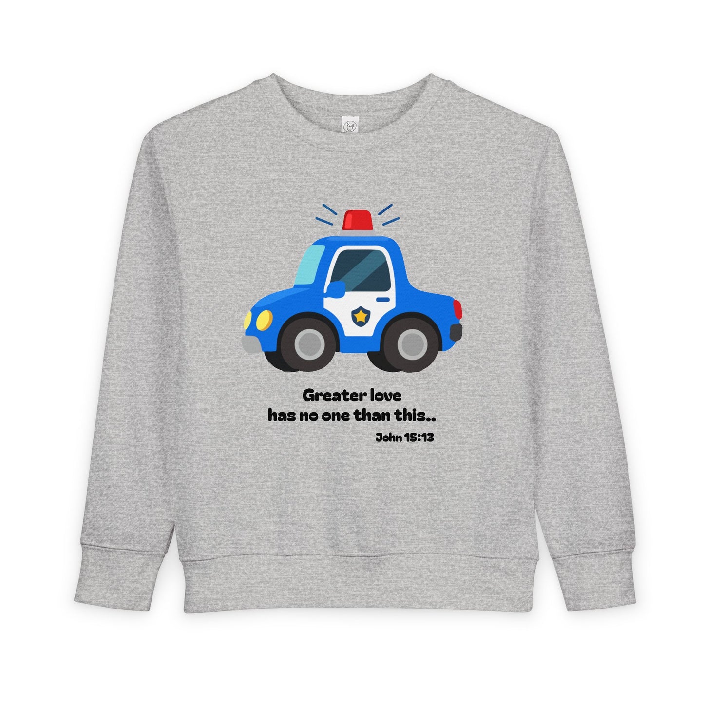 Christian Toddler Sweatshirt • Police Car Kids Pullover (John 15:13)