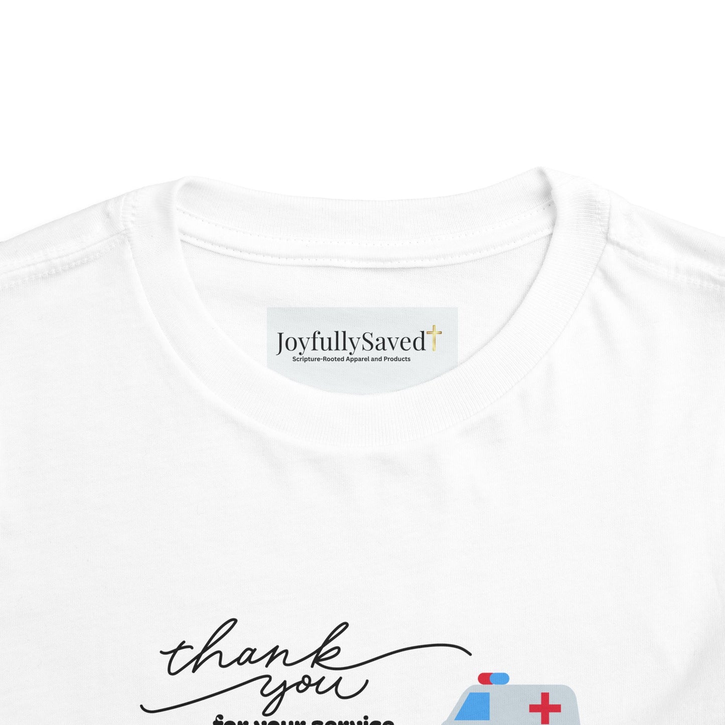 Christian Toddler Tee — Emergency Vehicle Graphics (John 15:13)
