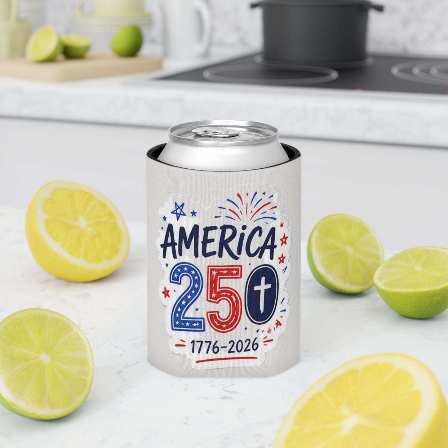 America 250 Can Cooler – 1776–2026 Patriotic Fourth of July Koozie