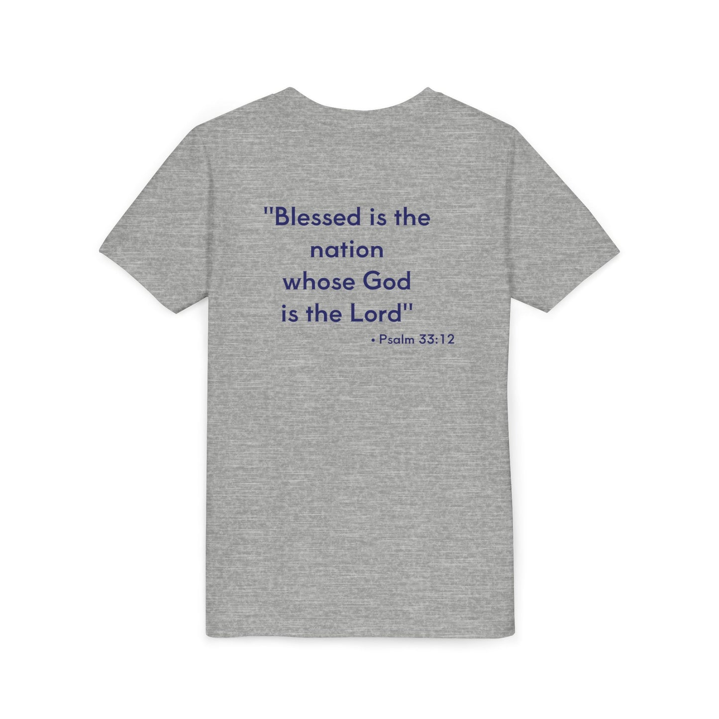 Youth Tee — Patriotic USA 250th Anniversary | "Blessed is the nation" (Psalm 33:12)