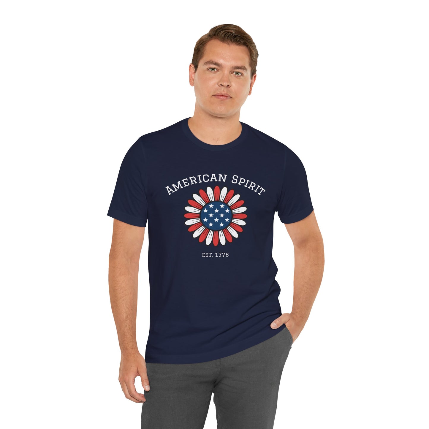 American Spirit T-Shirt — Patriotic Daisy Graphic Tee (Est. 1776)