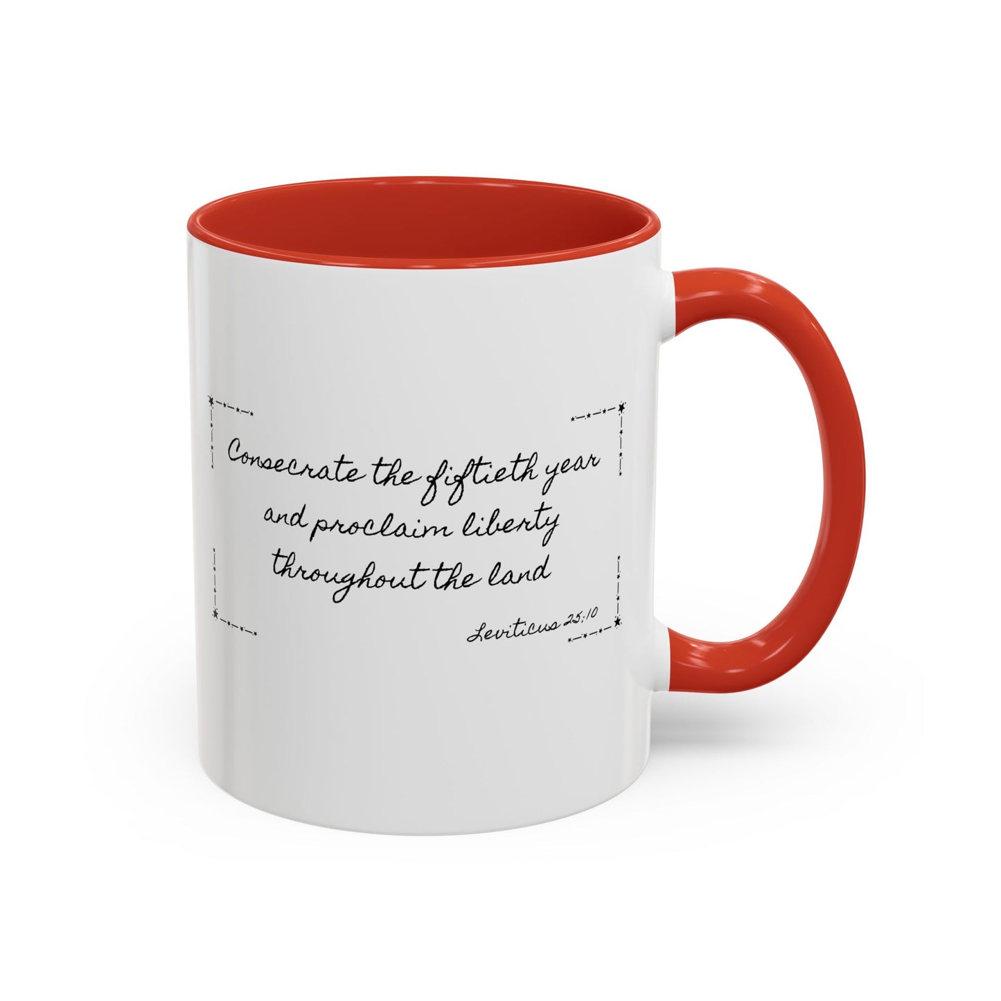Accent Coffee Mug —  Scripture Patriotic 250th USA Anniversary (Leviticus 25:10)