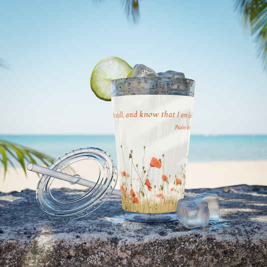 16oz  Scripture Tumbler with Straw — Christian gift, Psalm 46:10