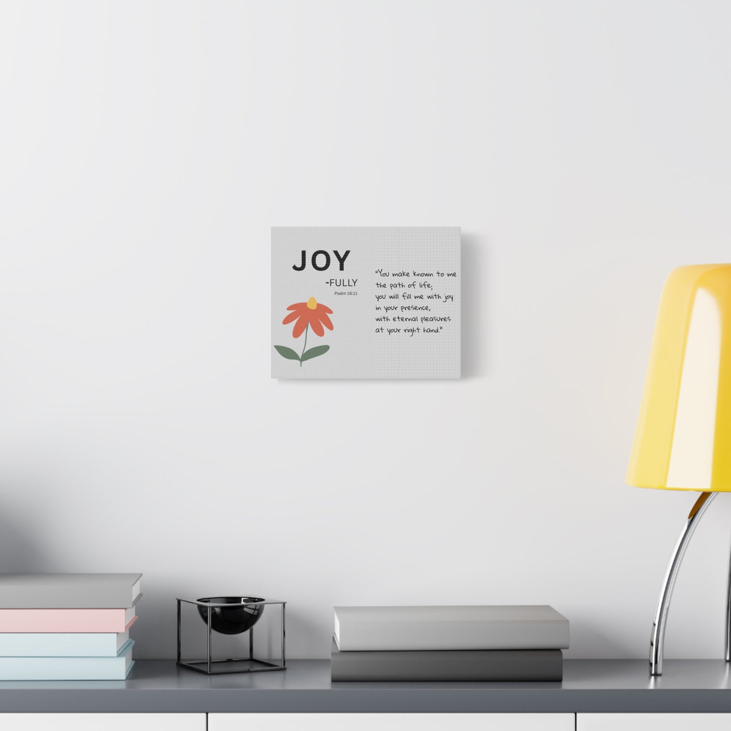 Joy-Fully Psalm 16:11 Canvas Wall Art — Floral Christian Scripture Print