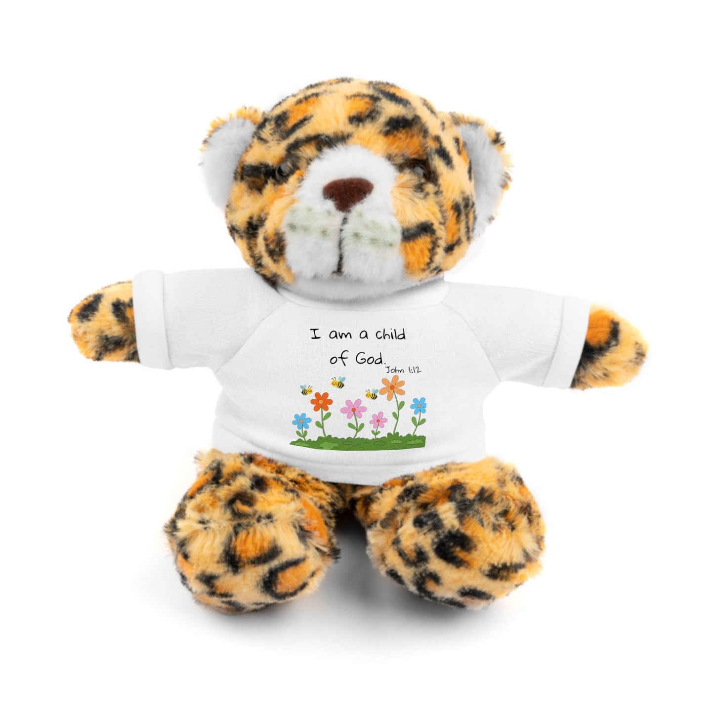Christan Plush Toy, John 1:12  — Stuffed Animal with 'I Am a Child of God' T‑Shirt