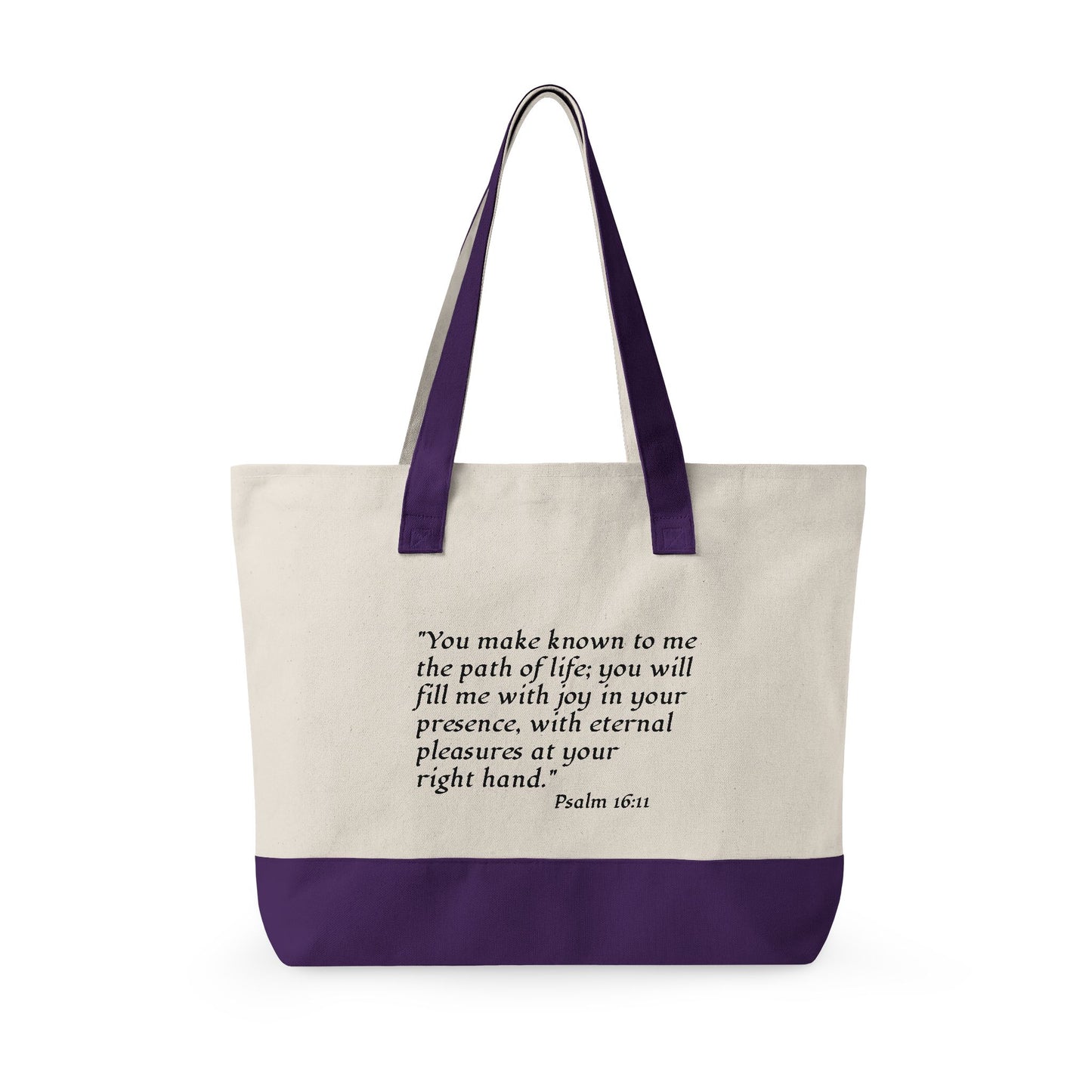 Joy-Fully Canvas Tote Bag — Inspirational Psalm 16:11 Zippered Shopper