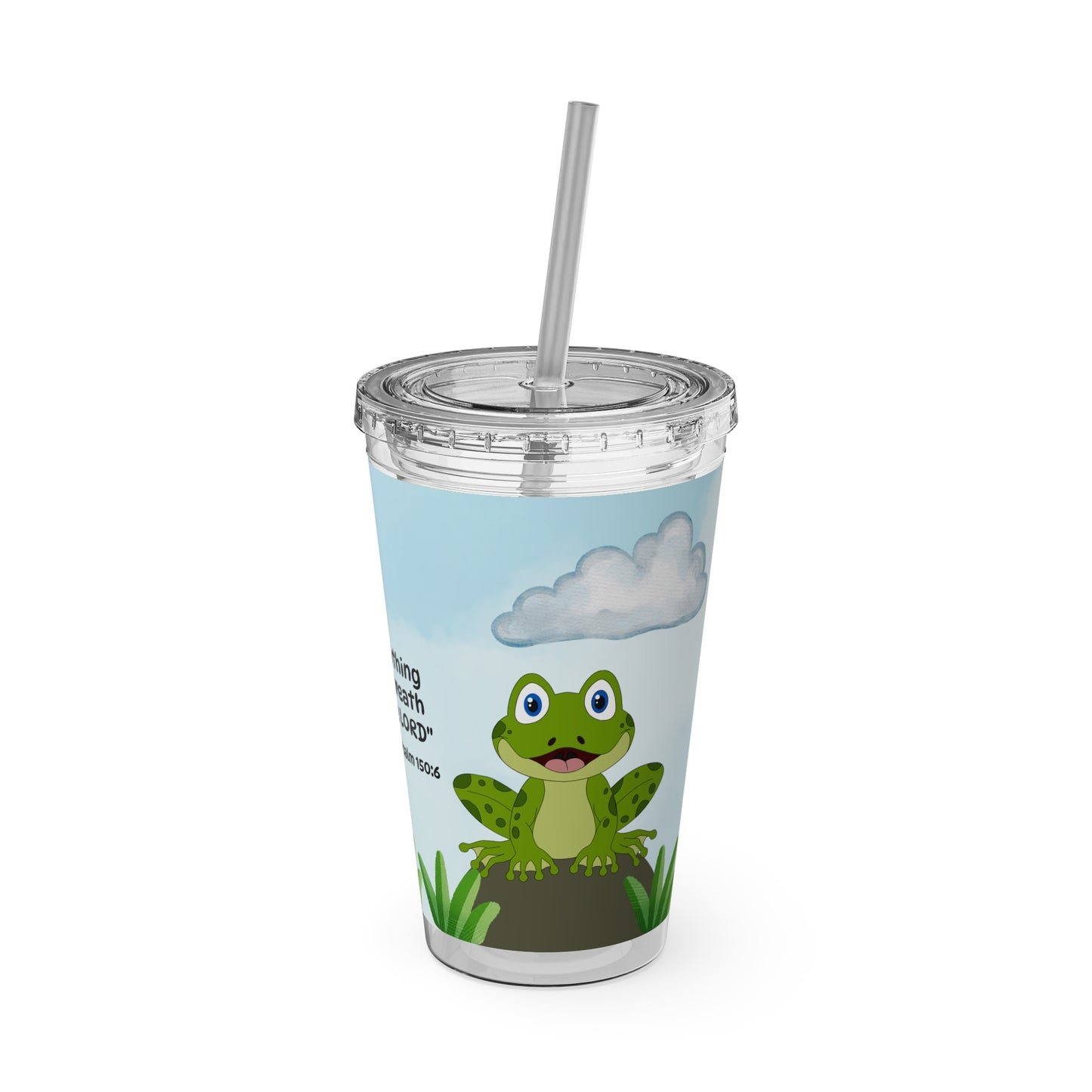 Frog 16oz Tumbler with Straw — Christian Cup (Psalm 150:6)