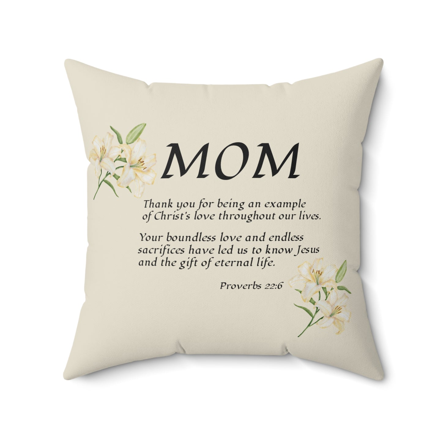 "Thank You" from 2+ ppl, Square Pillow, Proverbs 22:6 — Christian Pillow, religious gift