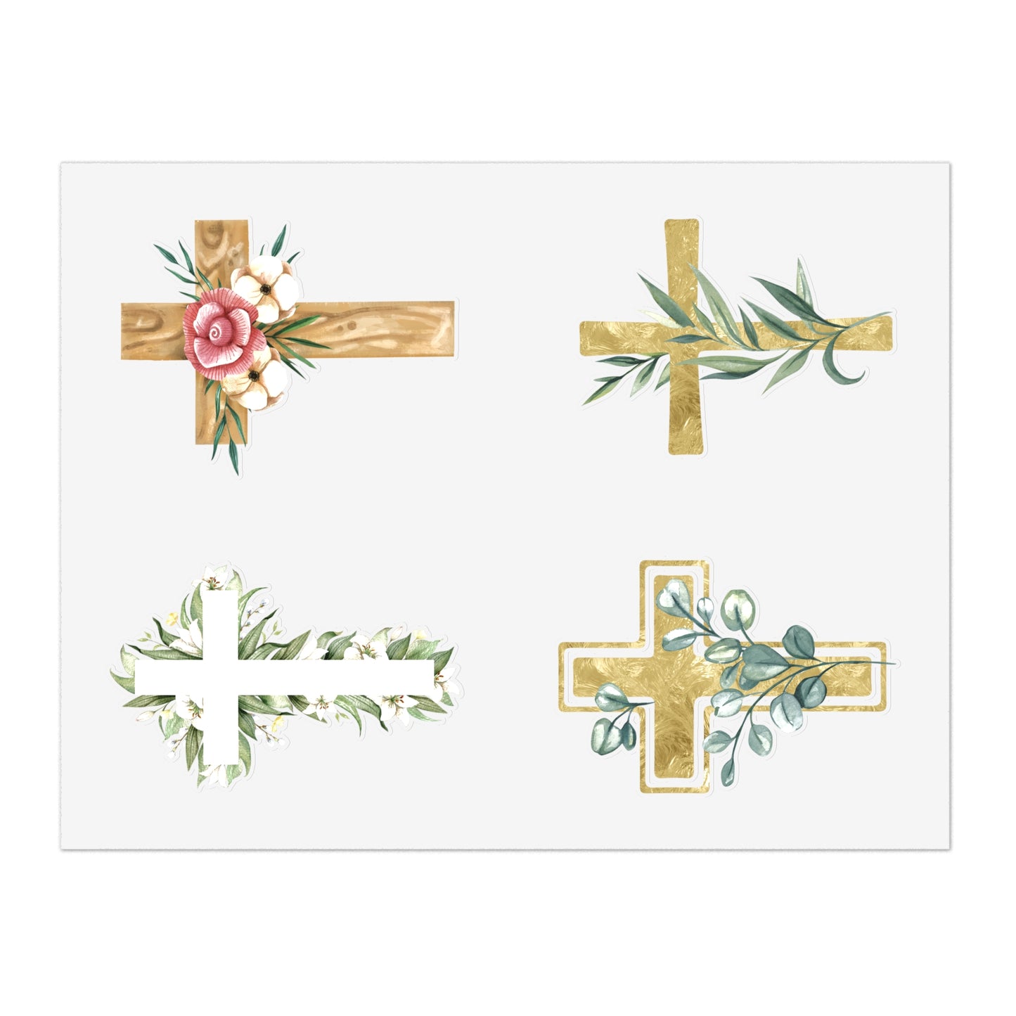 Christian Crosses Sticker Sheet — 4 Religious Faith Stickers