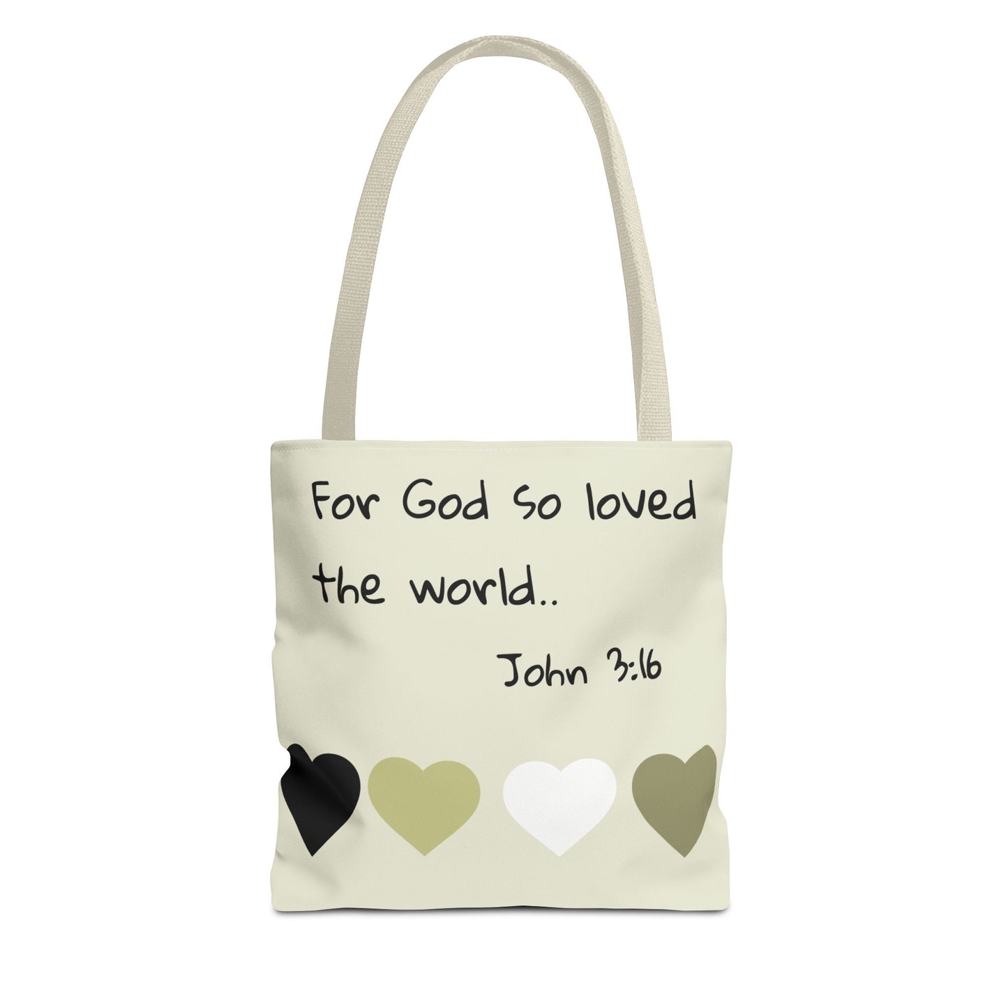 John 3:16 Scripture Tote Bag — "For God so loved the world" Religious Canvas Tote